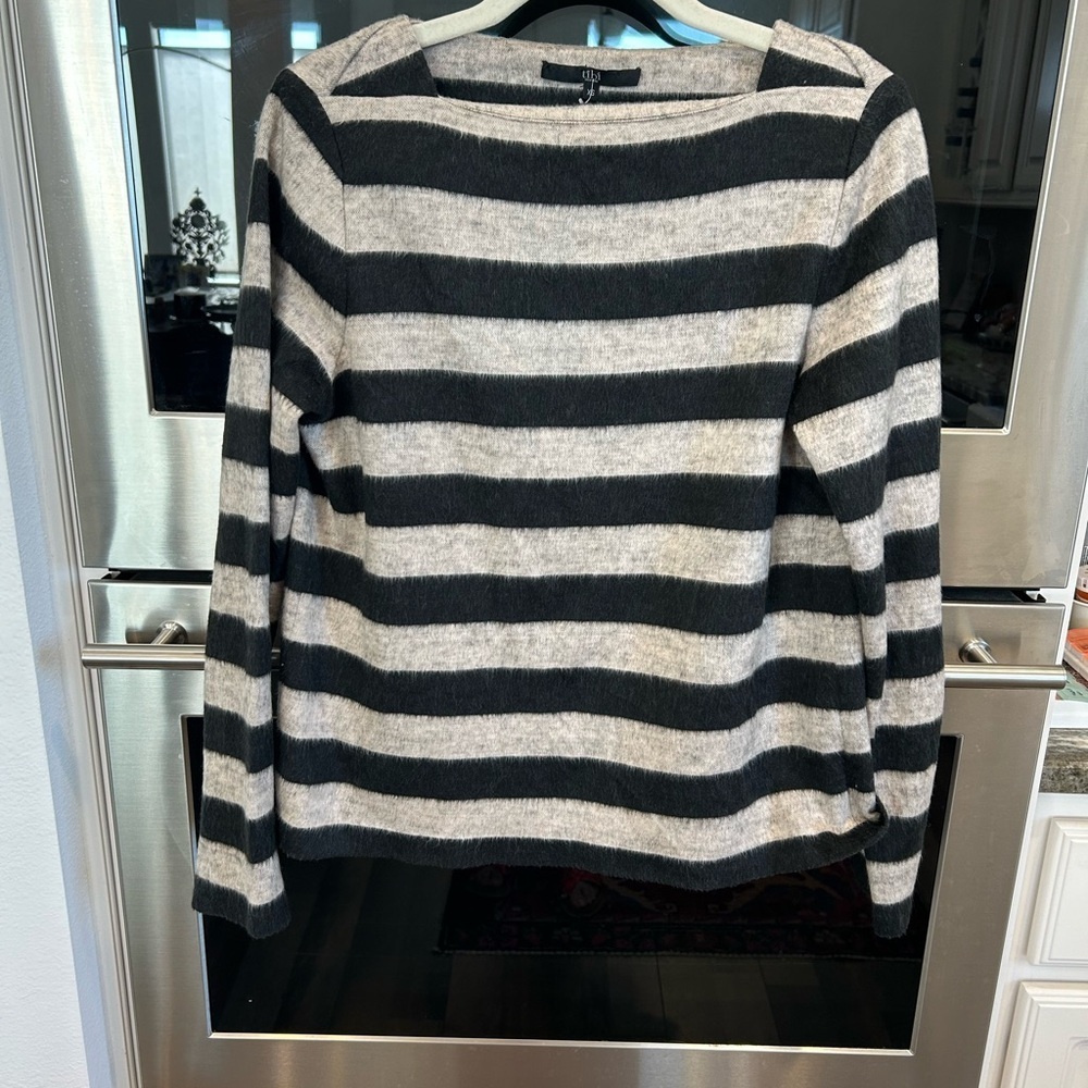 Tibi Black and Cream Striped Sweater XS has slight  piling GUC